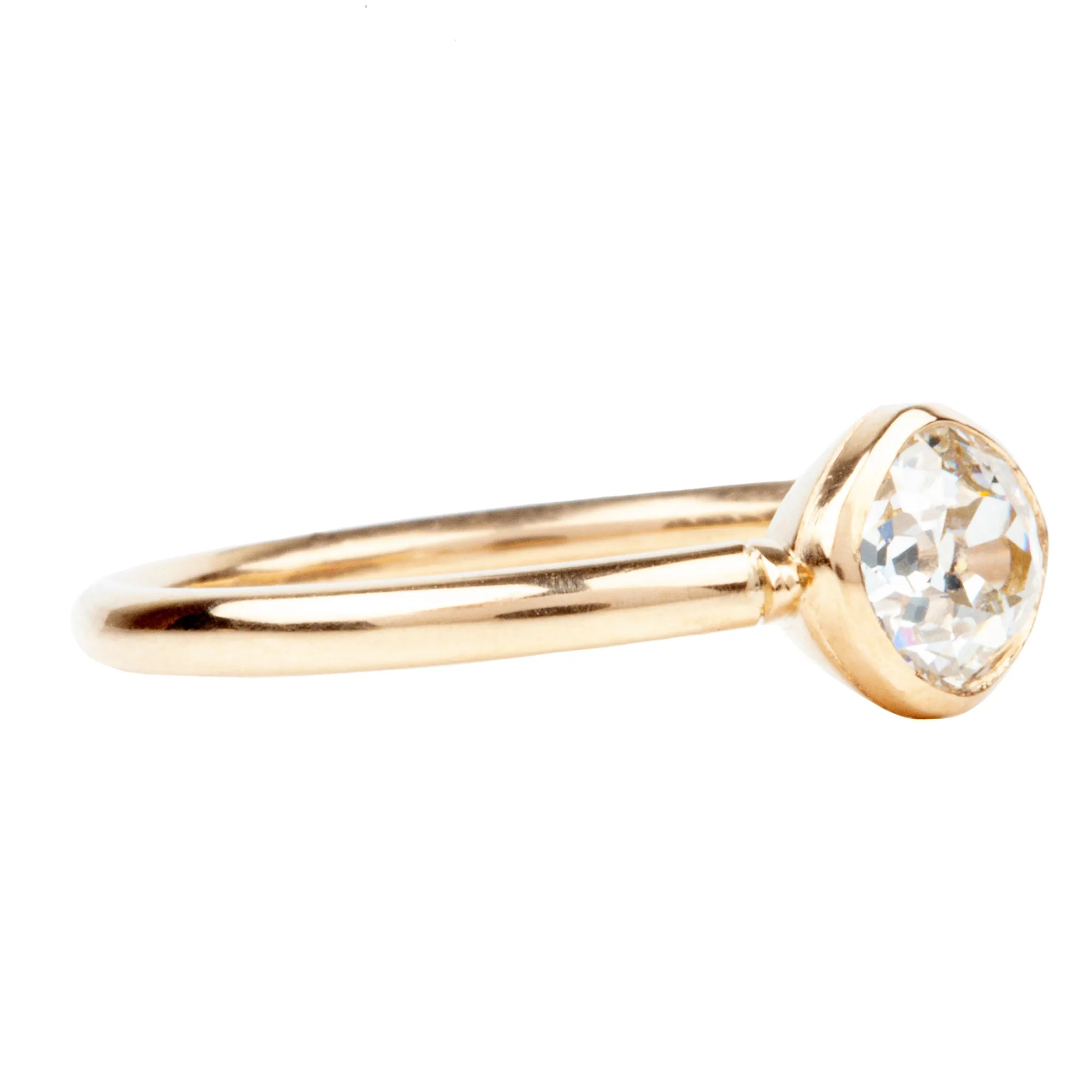 Bell & Bird Old Mine Cut Diamond Bezel Set Solitaire Ring