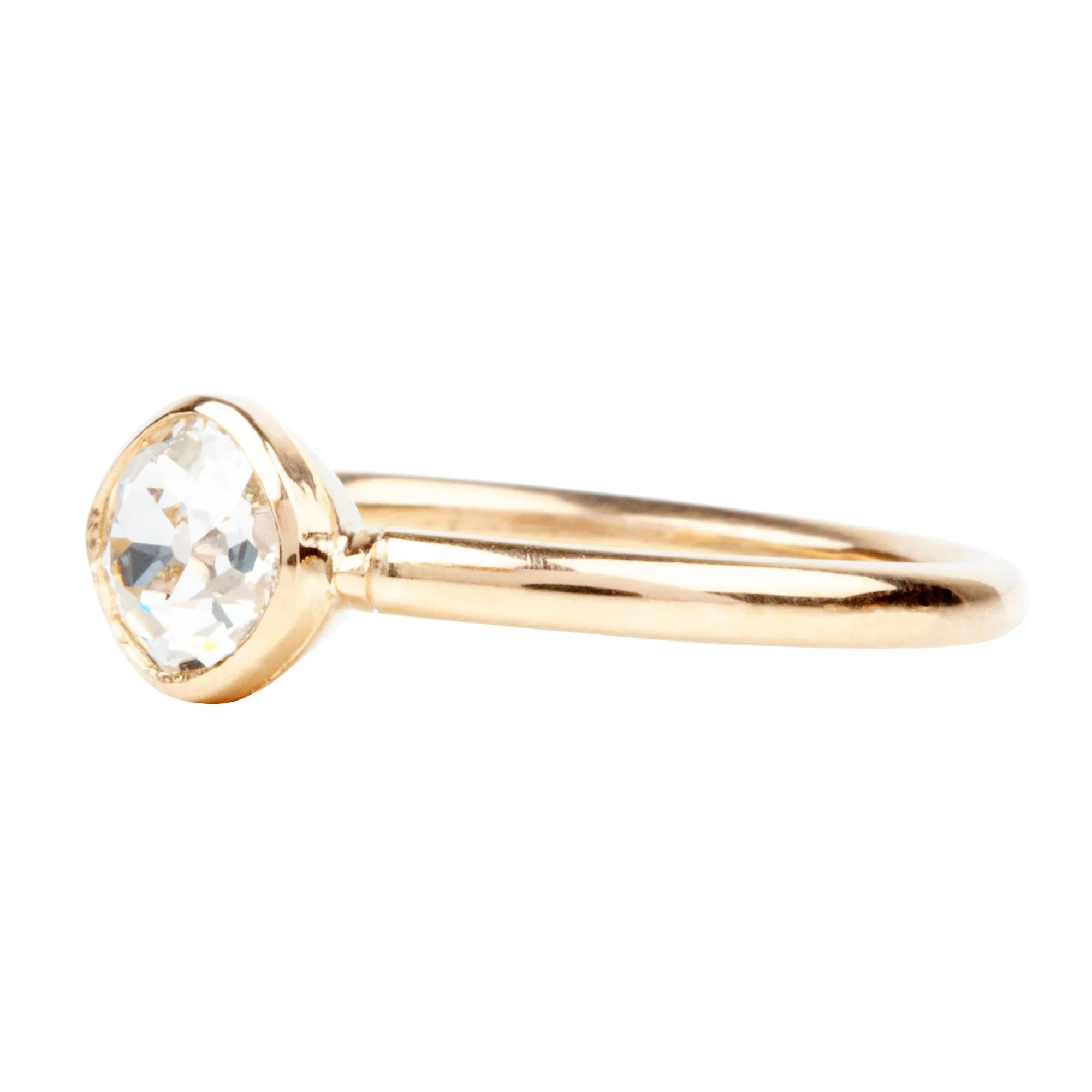 Bell & Bird Old Mine Cut Diamond Bezel Set Solitaire Ring