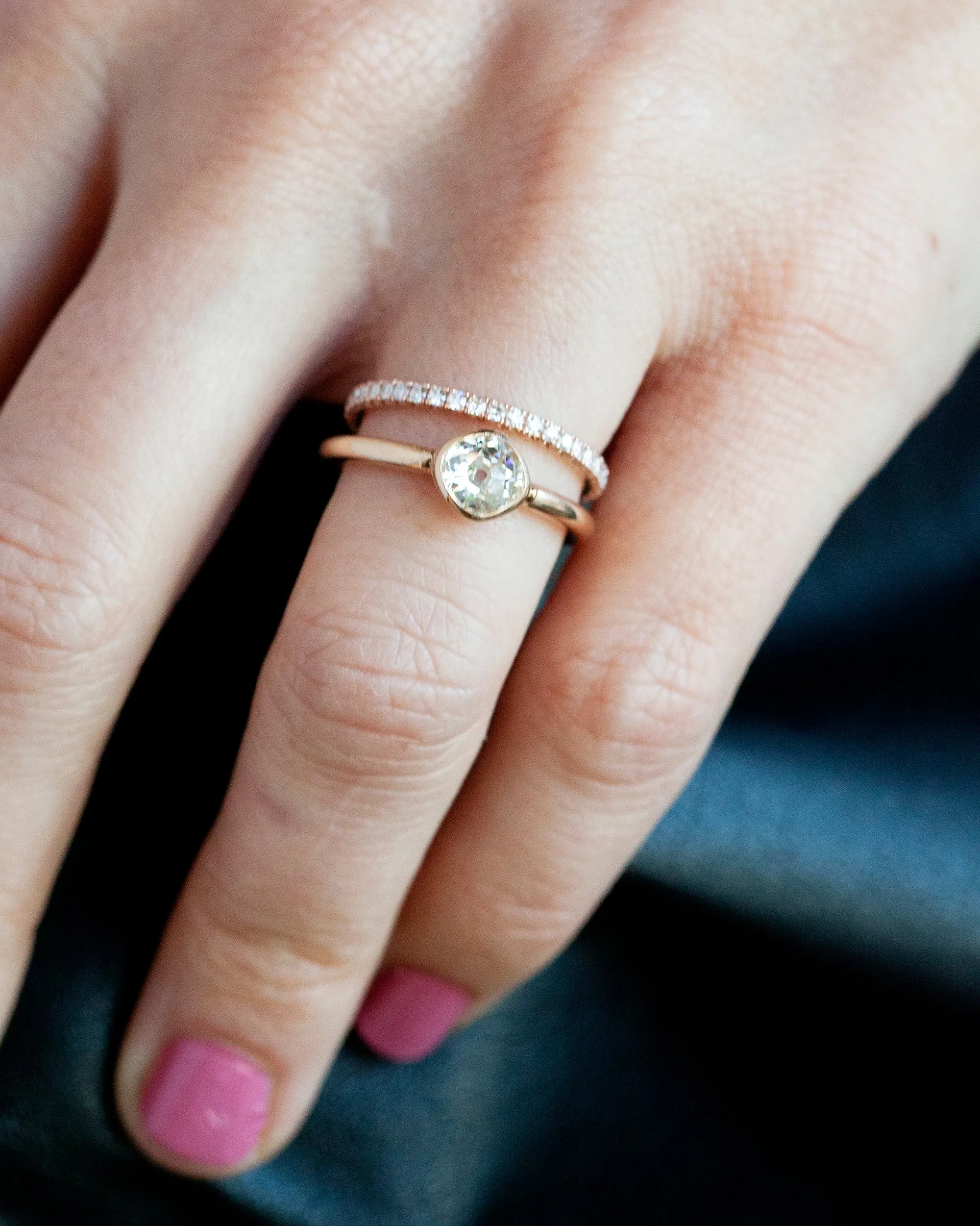 Bell & Bird Old Mine Cut Diamond Bezel Set Solitaire Ring