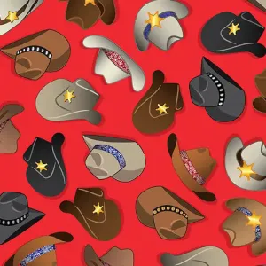 Benartex Fabrics - Lil' Buckaroos - Cowboy Hats Red by the yard 2402