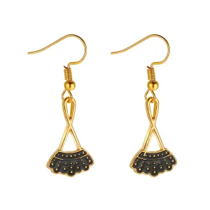 Black Enamel & 18K Gold-Plated Dress Drop Earrings