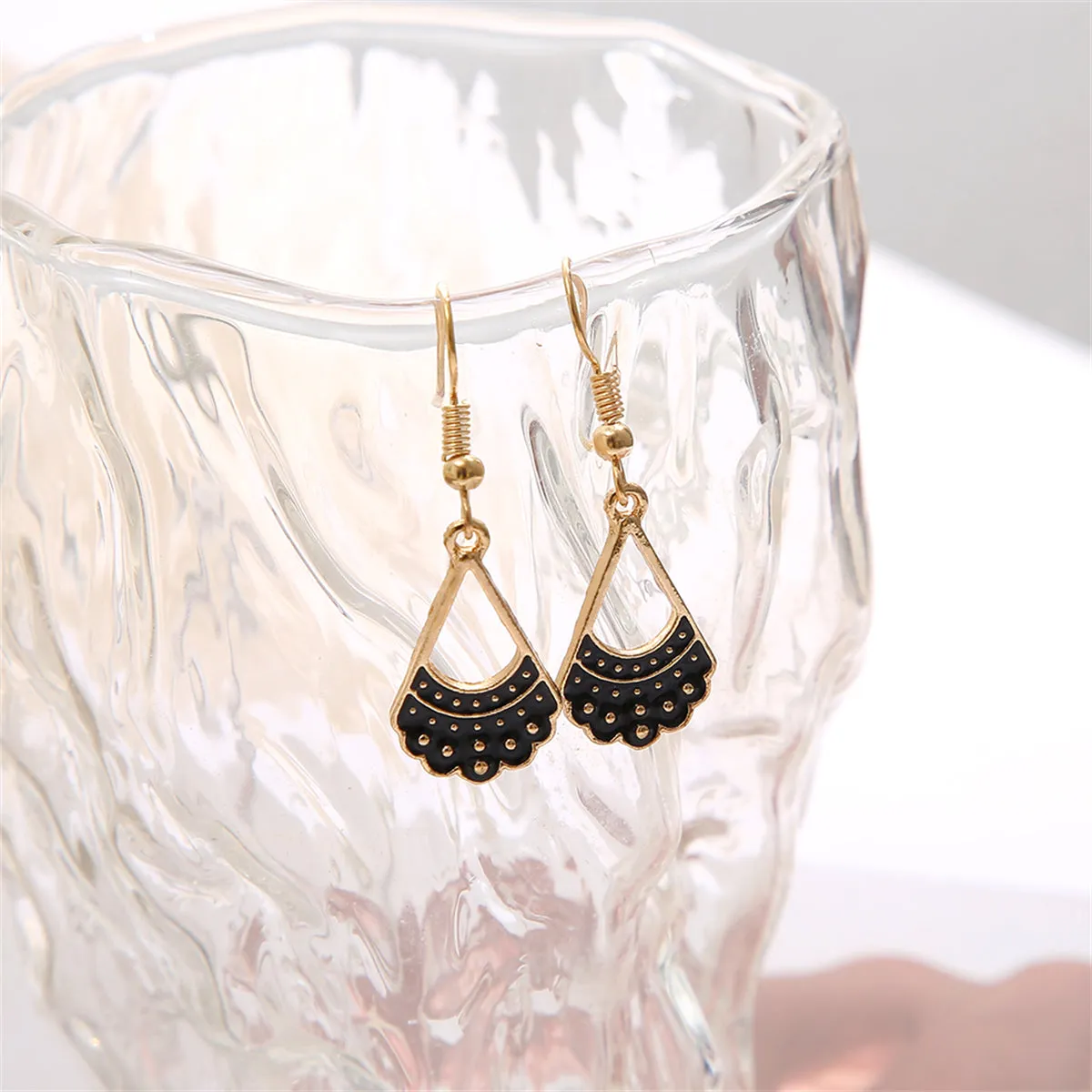 Black Enamel & 18K Gold-Plated Dress Drop Earrings