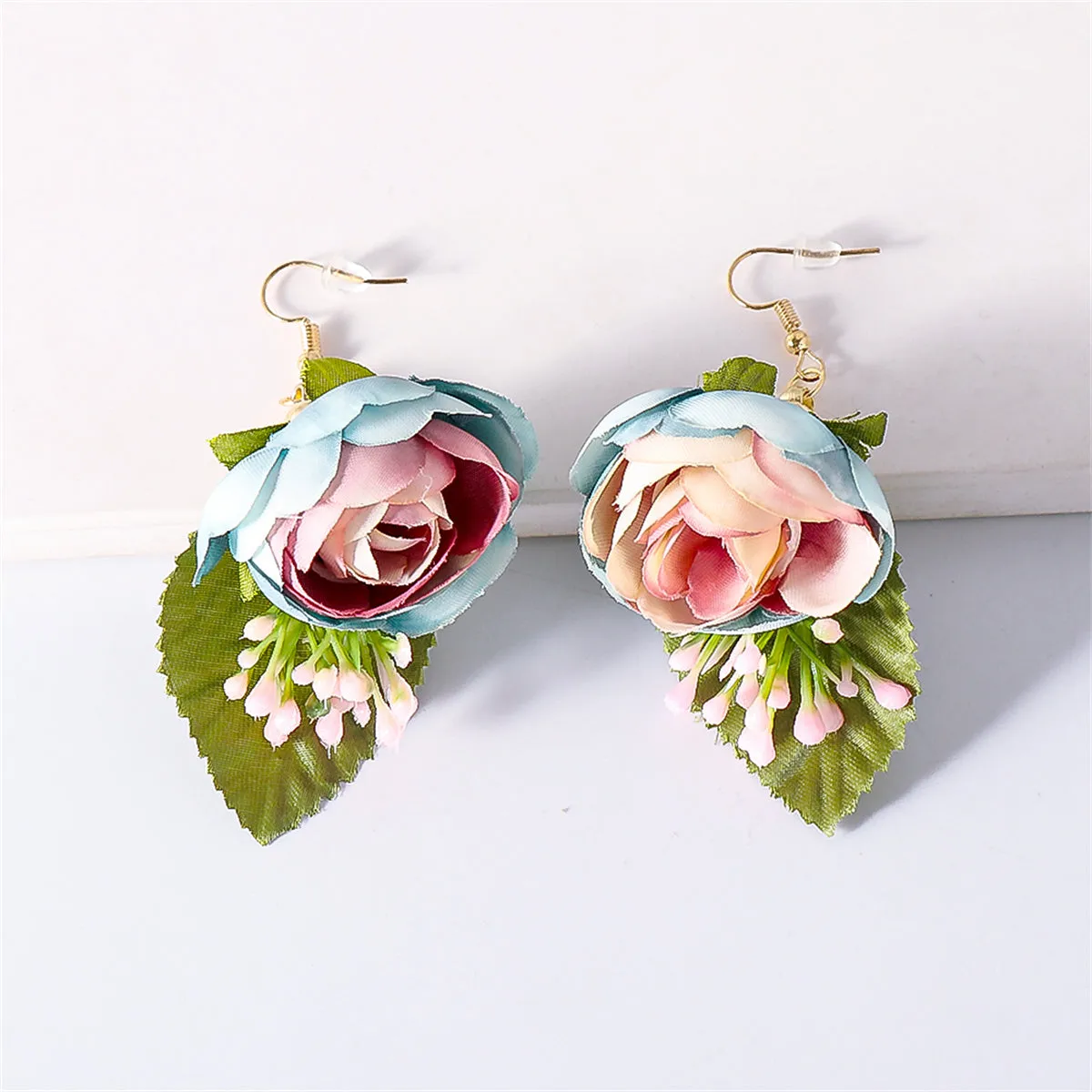 Blue Plastic & 18K Gold-Plated Flower Drop Earrings