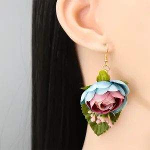 Blue Plastic & 18K Gold-Plated Flower Drop Earrings