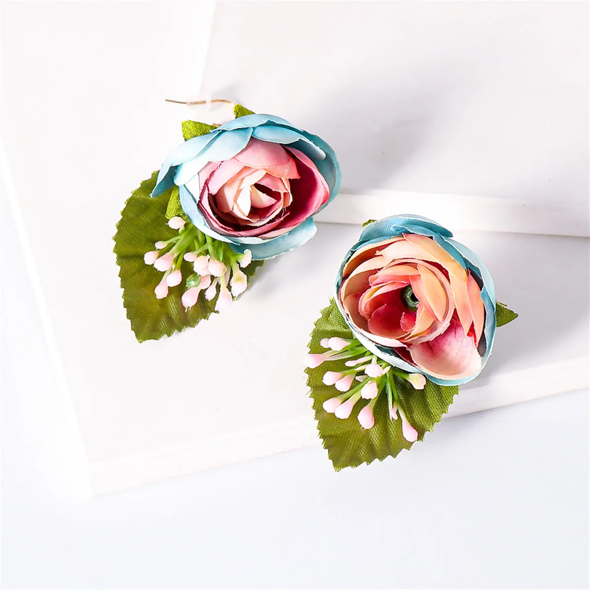 Blue Plastic & 18K Gold-Plated Flower Drop Earrings