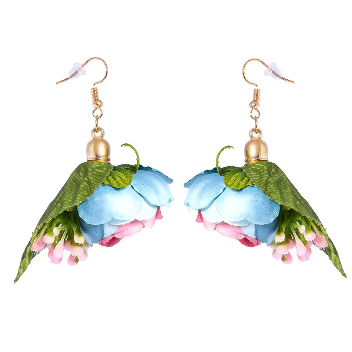 Blue Plastic & 18K Gold-Plated Flower Drop Earrings