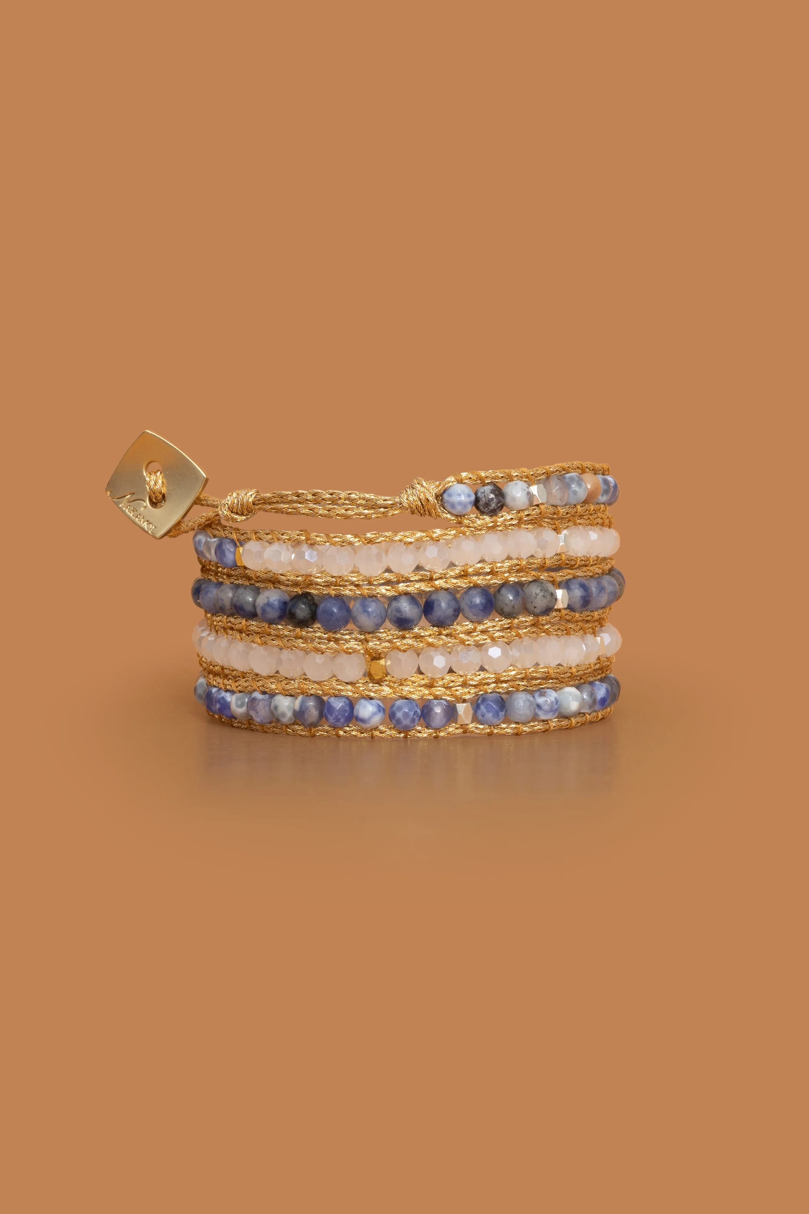 Blue White Stone Five Layer Wrap
