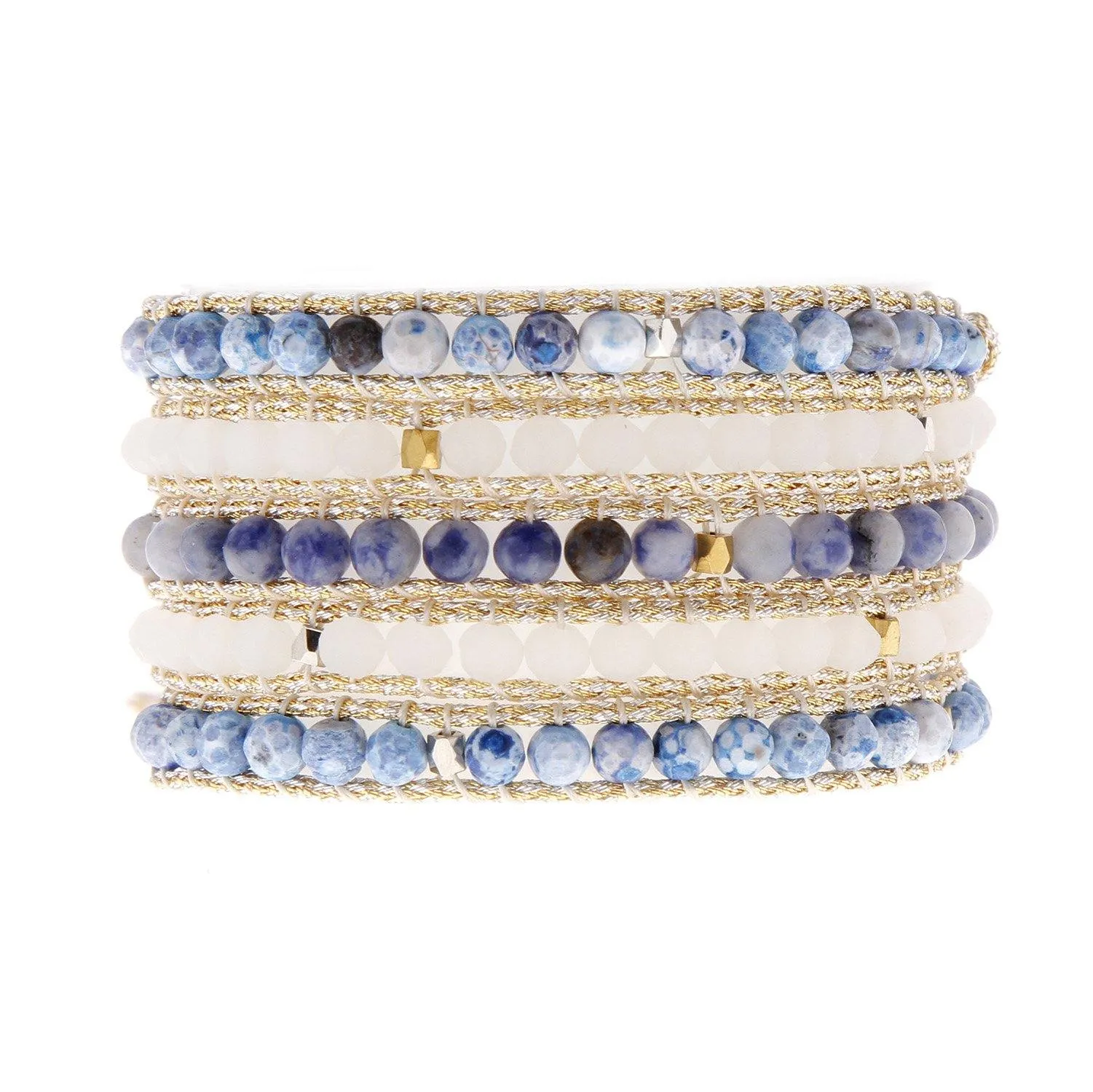 Blue White Stone Five Layer Wrap