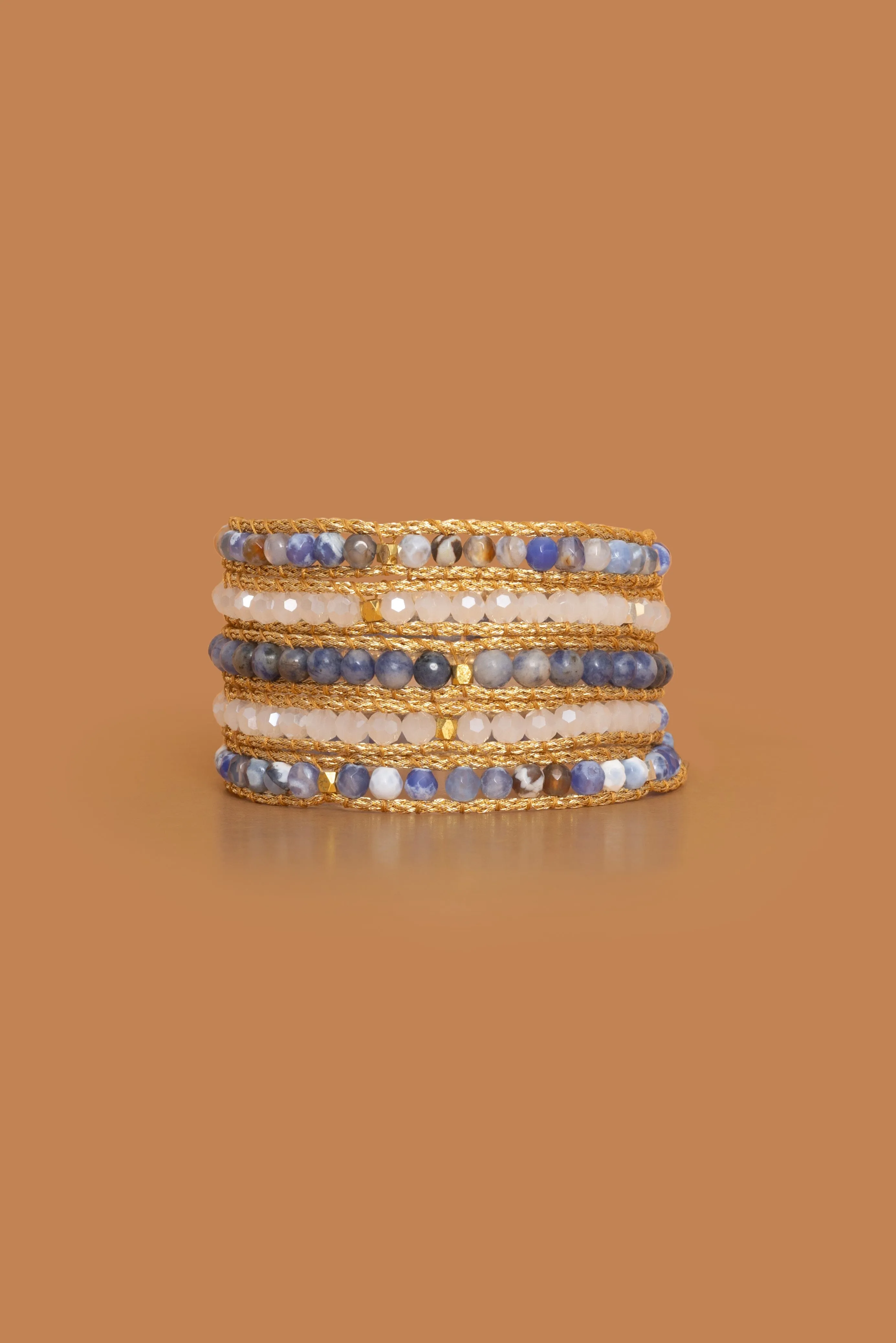 Blue White Stone Five Layer Wrap