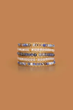 Blue White Stone Five Layer Wrap
