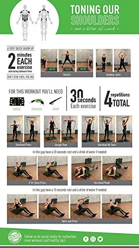 BodyBoss Home Gym 2.0 - Full Portable Gym Home Workout Package   1 Set of Resistance Bands - Collapsible Resistance Bar, Handles - Full Body Workouts for Home, Travel or Outside - Black