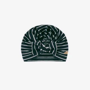 Bonnet rayé marine avec noeud en coton biologique, naissance || Navy striped hat with bow in organic cotton, newborn