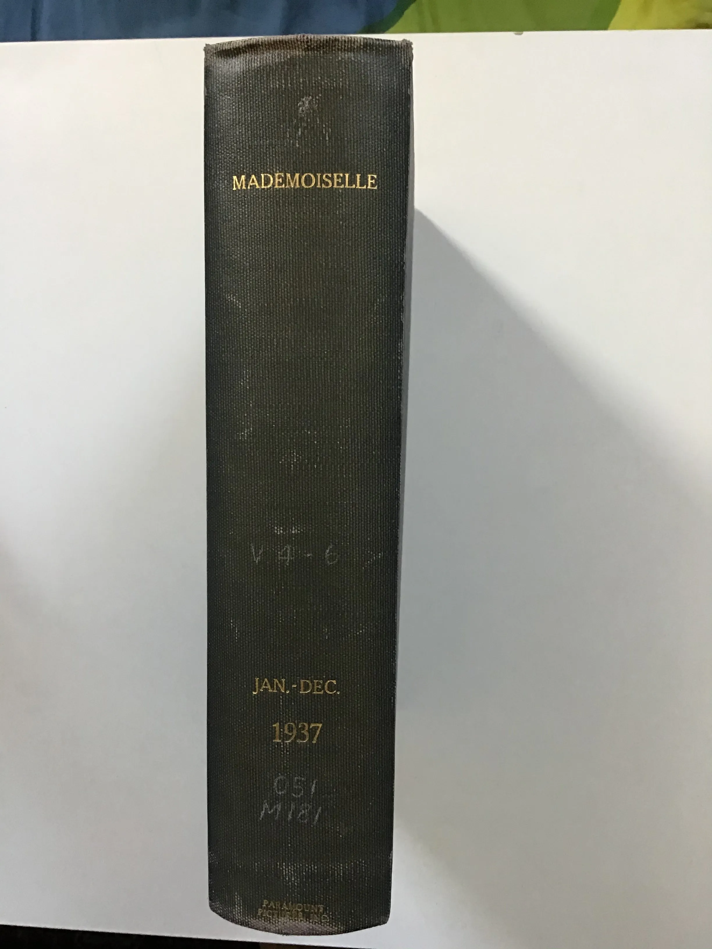 Bound volume of Mademoiselle magazine, 1937