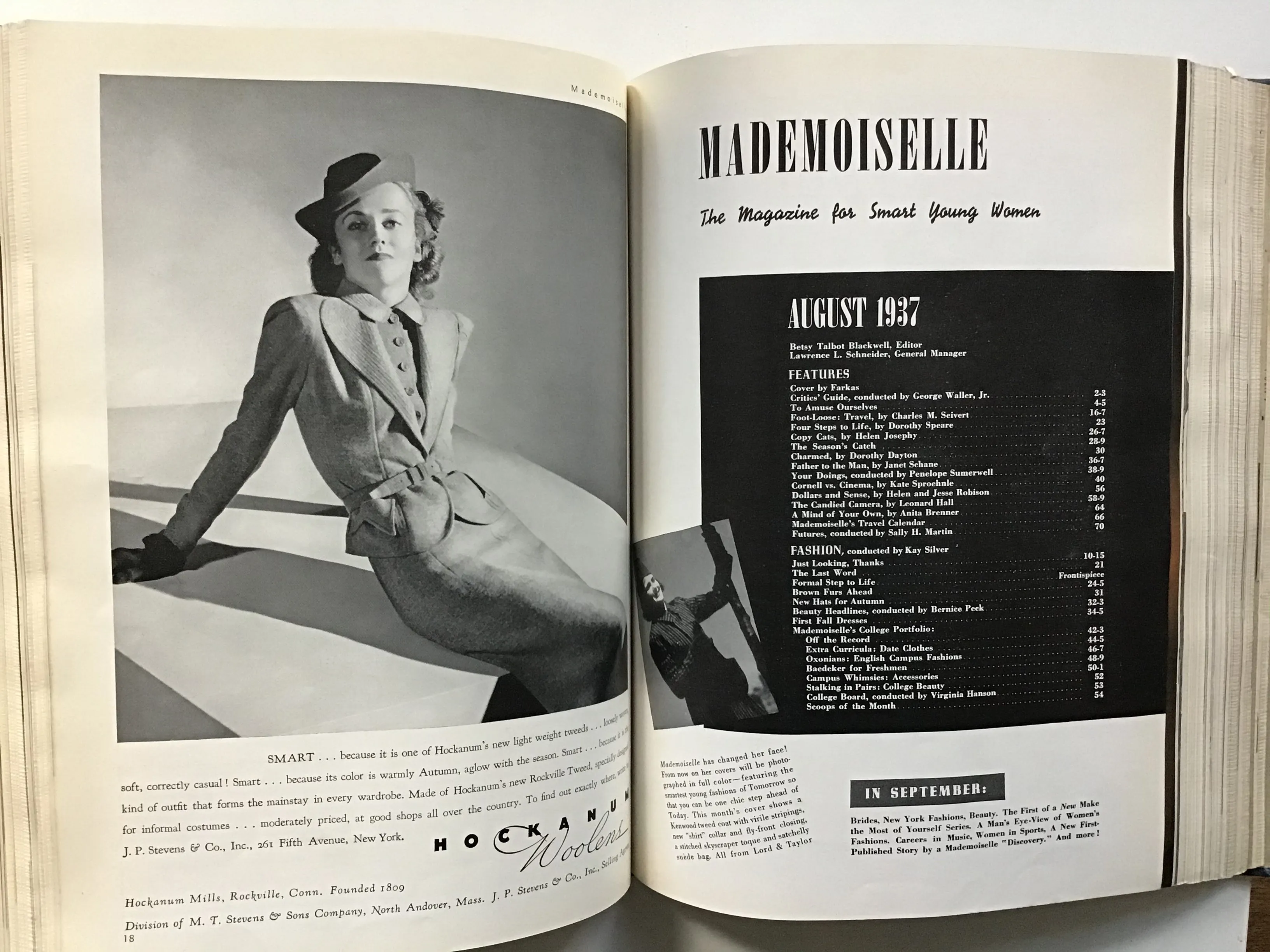 Bound volume of Mademoiselle magazine, 1937