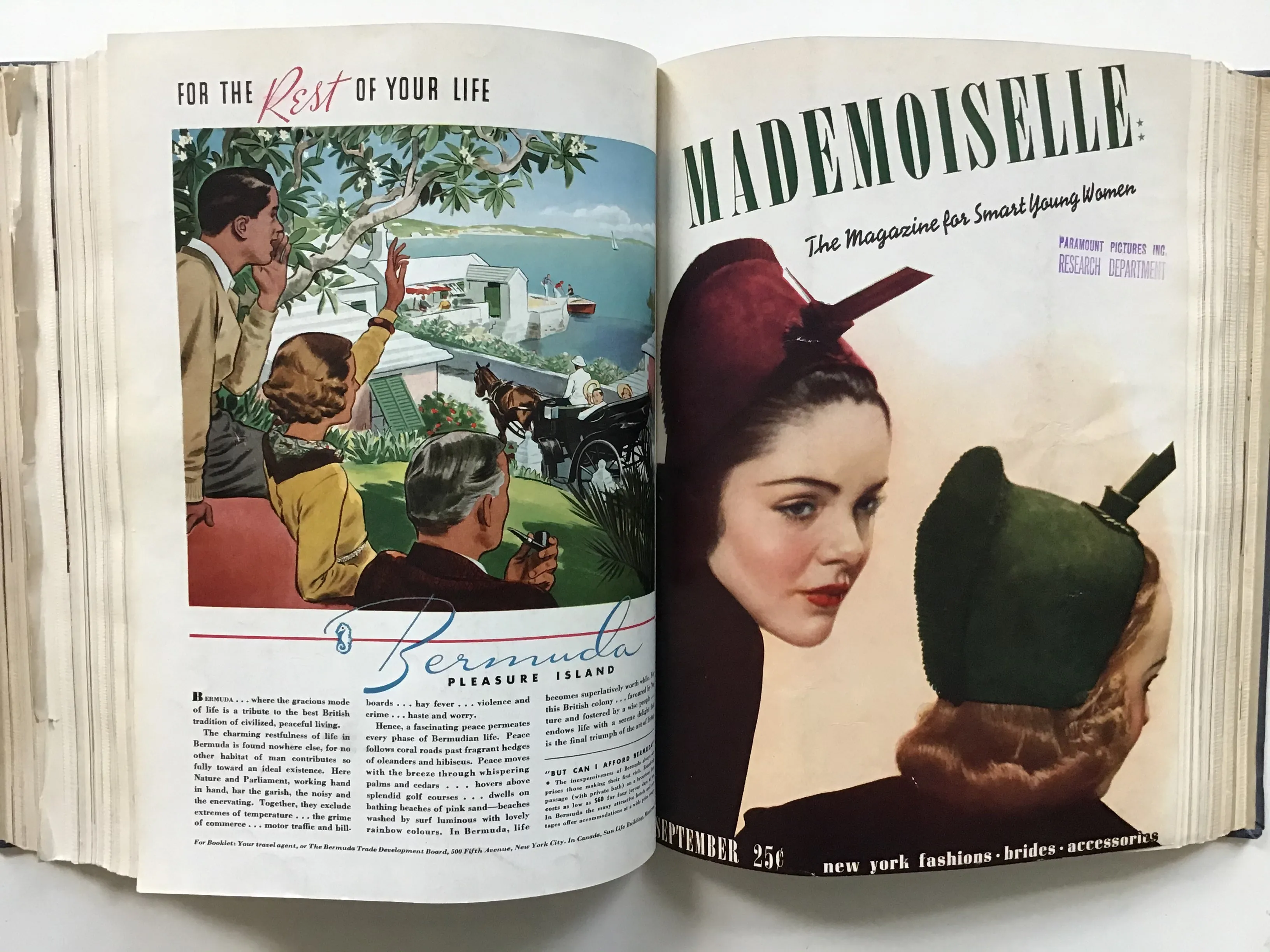 Bound volume of Mademoiselle magazine, 1937