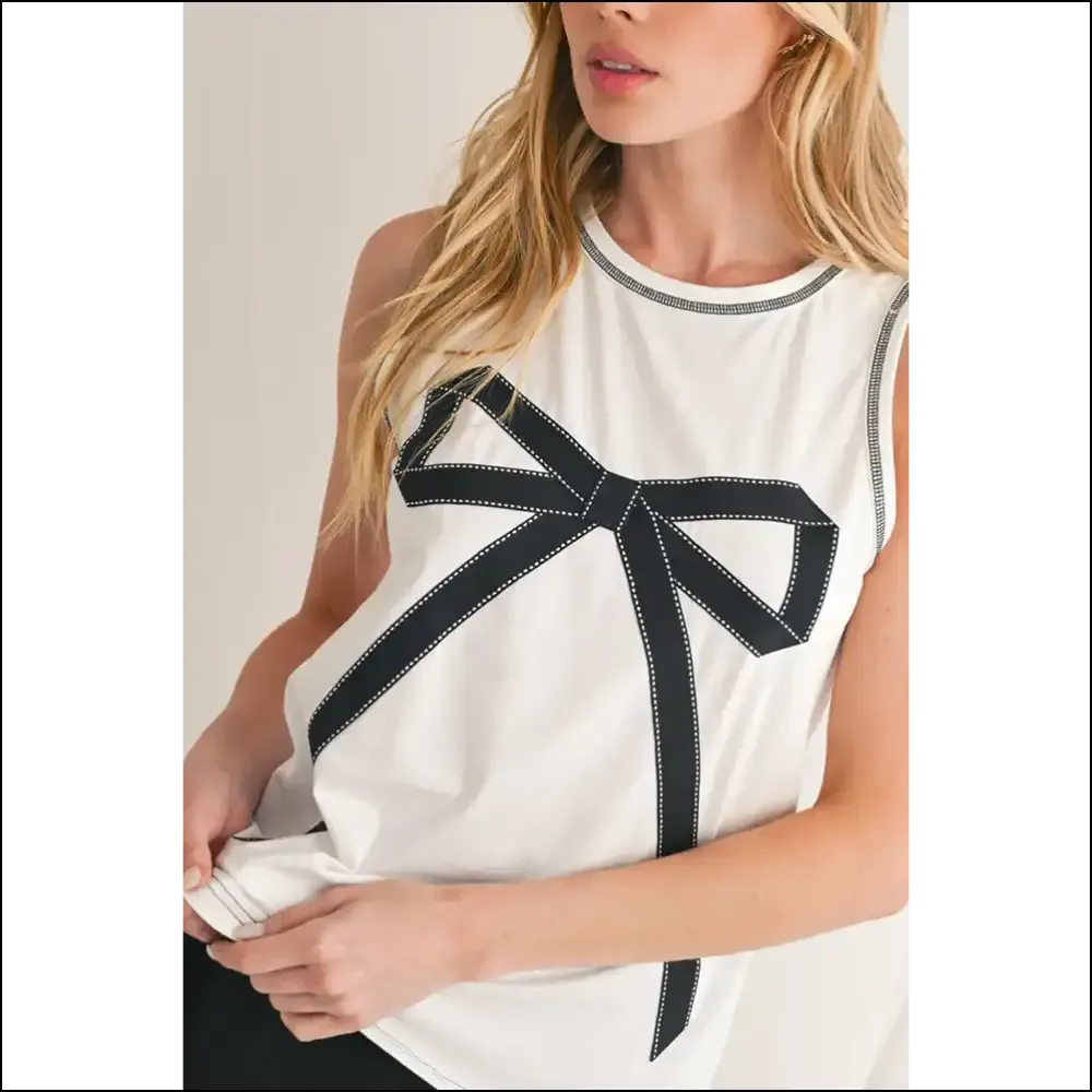 Bow Trim Sleeveless: Needful Things' "Arms Day? !" 💀 Delicate White Bow 🎀