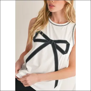 Bow Trim Sleeveless: Needful Things' "Arms Day? !" 💀 Delicate White Bow 🎀