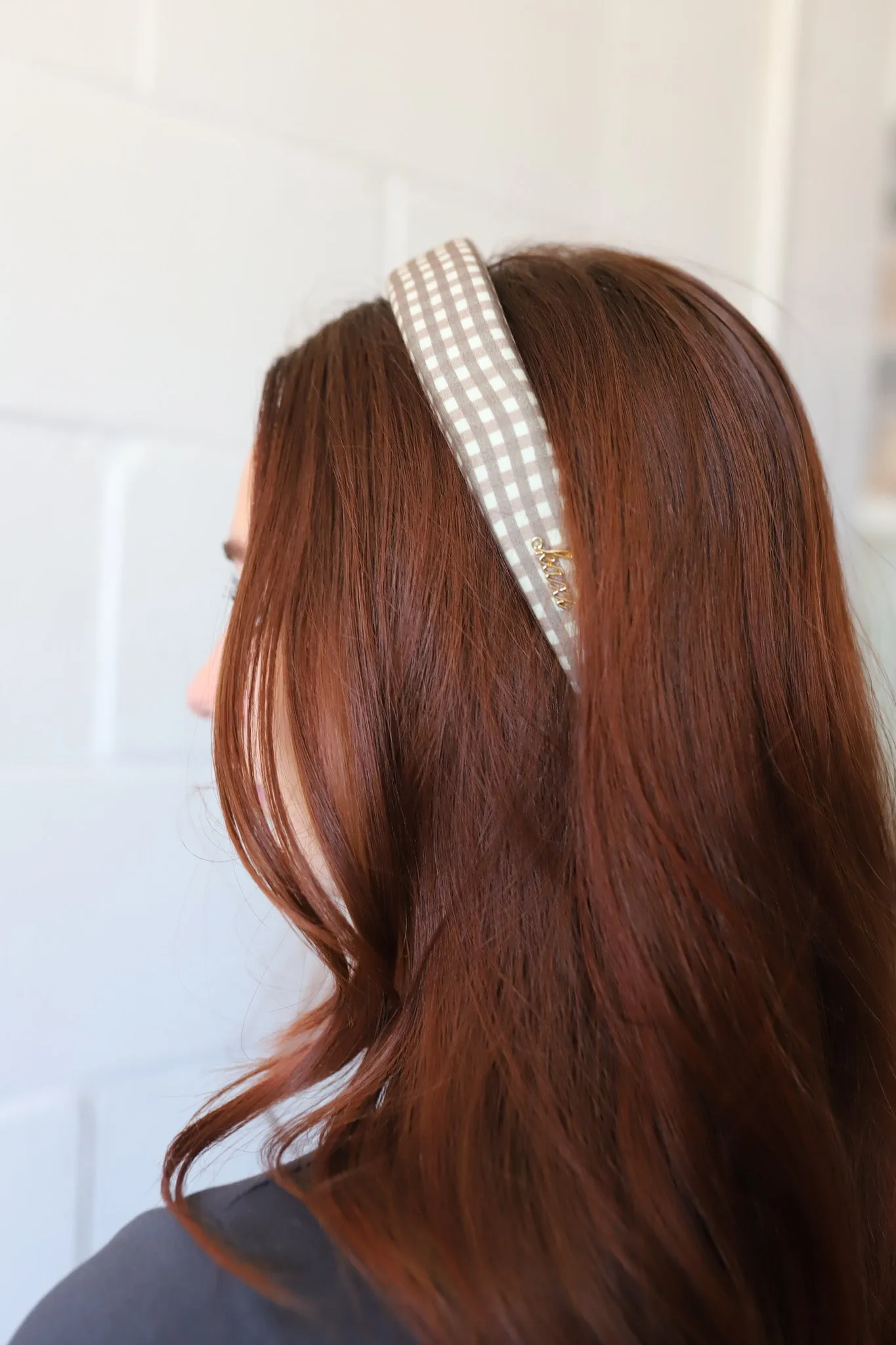 BROWN PLAID PADDED HEADBAND