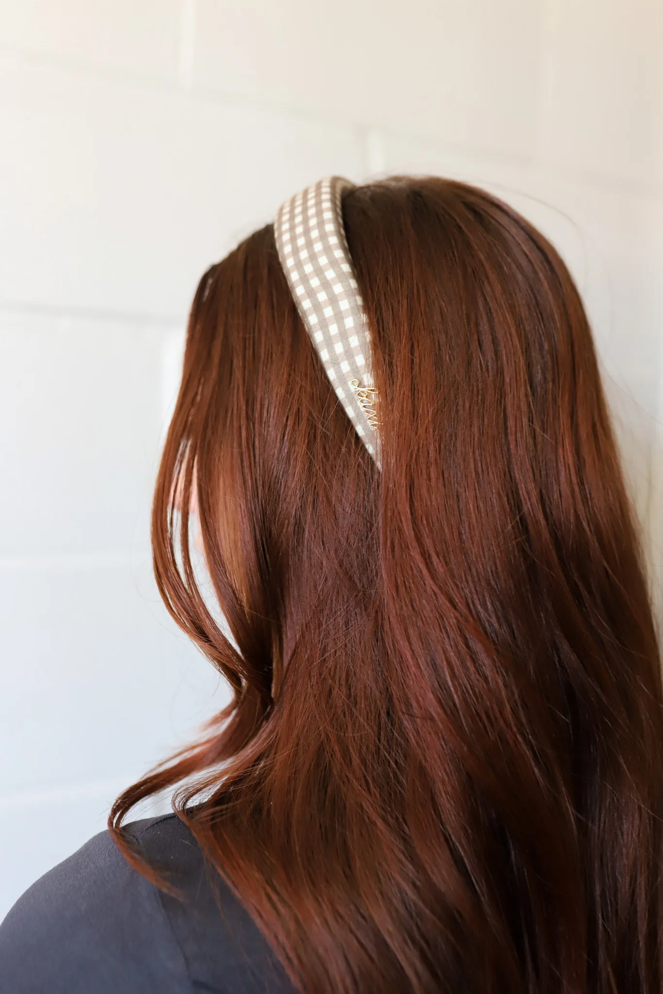 BROWN PLAID PADDED HEADBAND