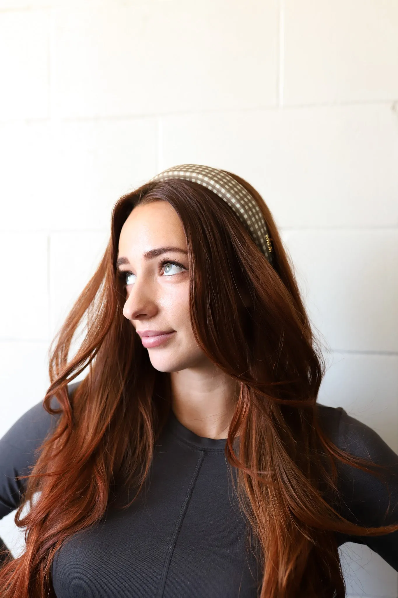 BROWN PLAID PADDED HEADBAND