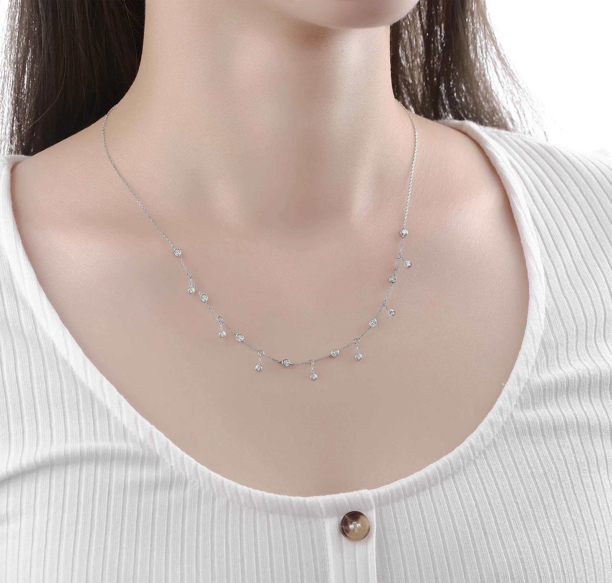 Bubbly 0.62ct Lab Grown Diamonds Necklace <br> NL-00290WHT