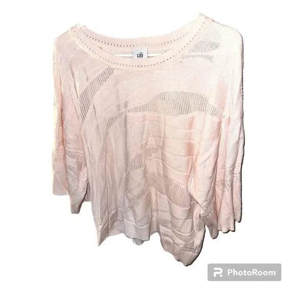 Cabi Pink Shy Boxy Pullover Knit Sweater