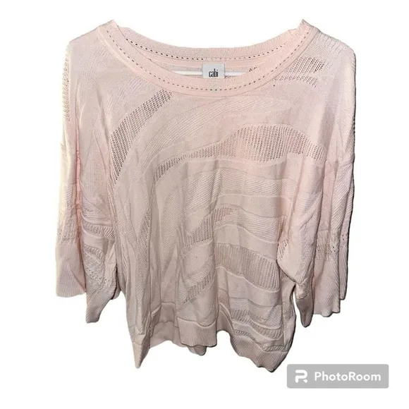 Cabi Pink Shy Boxy Pullover Knit Sweater