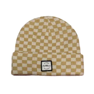 Cali Beanie Checkered-  Camel & Beige