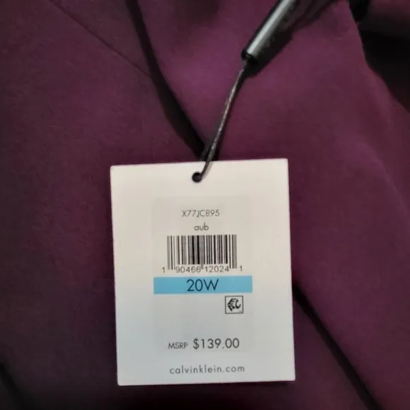 CALVIN KLEIN Collection Purple One Button Scuba Jacket - Plus Size 20W