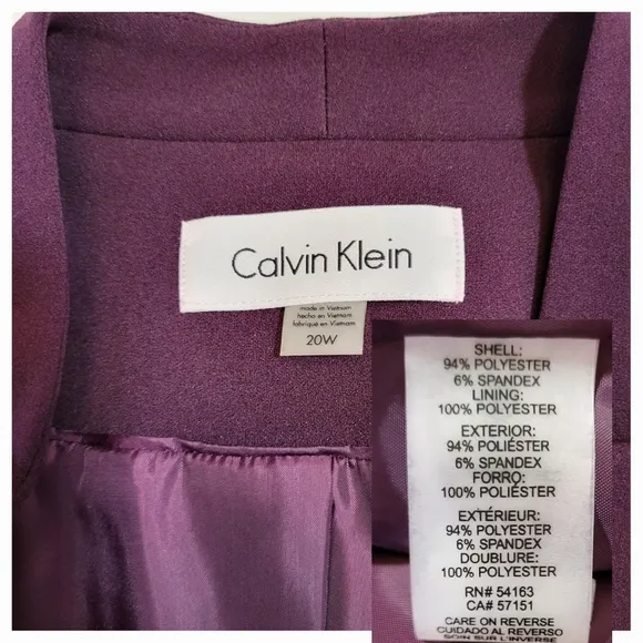 CALVIN KLEIN Collection Purple One Button Scuba Jacket - Plus Size 20W