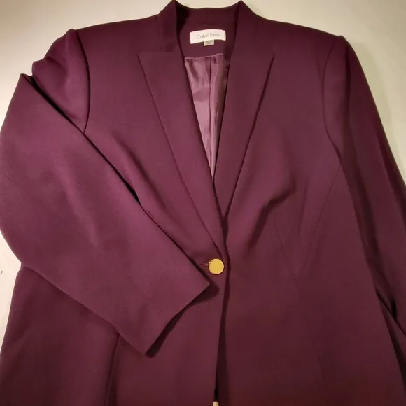 CALVIN KLEIN Collection Purple One Button Scuba Jacket - Plus Size 20W