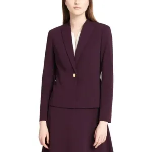 CALVIN KLEIN Collection Purple One Button Scuba Jacket - Plus Size 20W