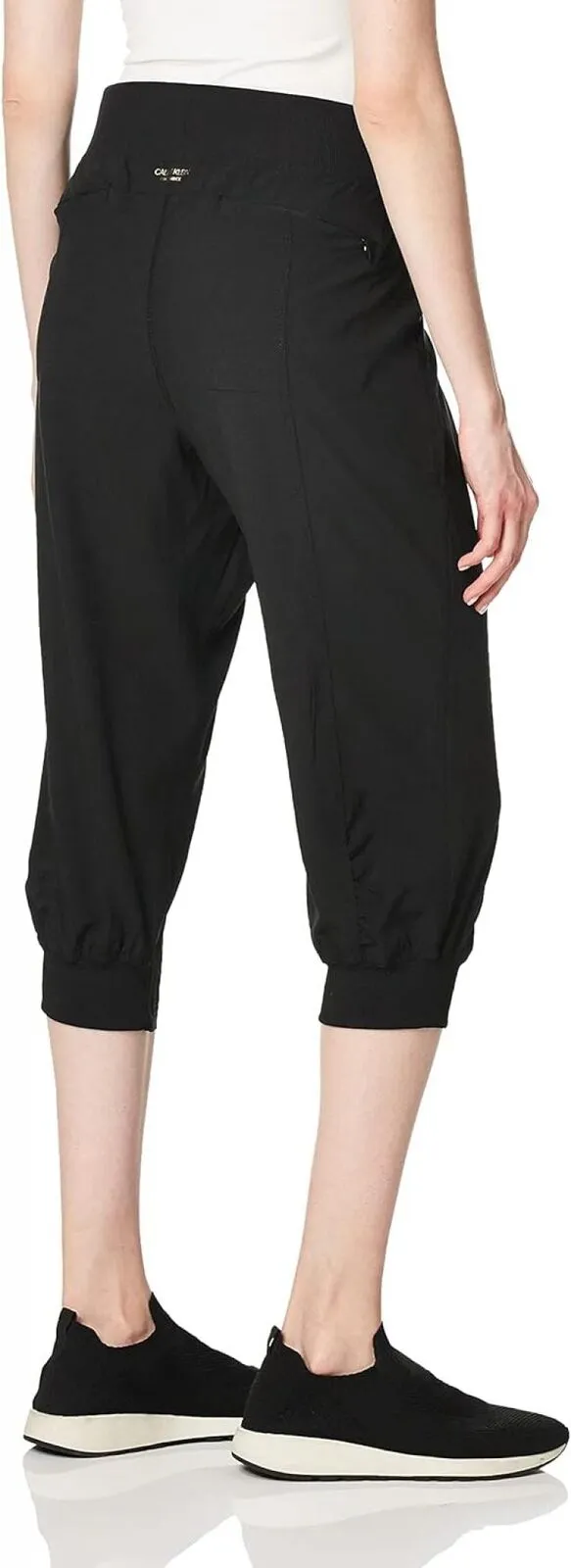 Calvin Klein Women's Premium Performance Rib Cuffed Capri Pant PF7P0777 Black L