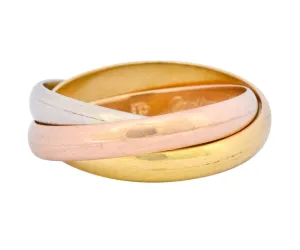 Cartier 18 Karat Tri-Colored Gold Unisex Trinity Vintage Rolling Ring
