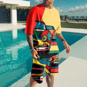 Casual Art Illustration Print T-Shirt And Shorts Co-Ord