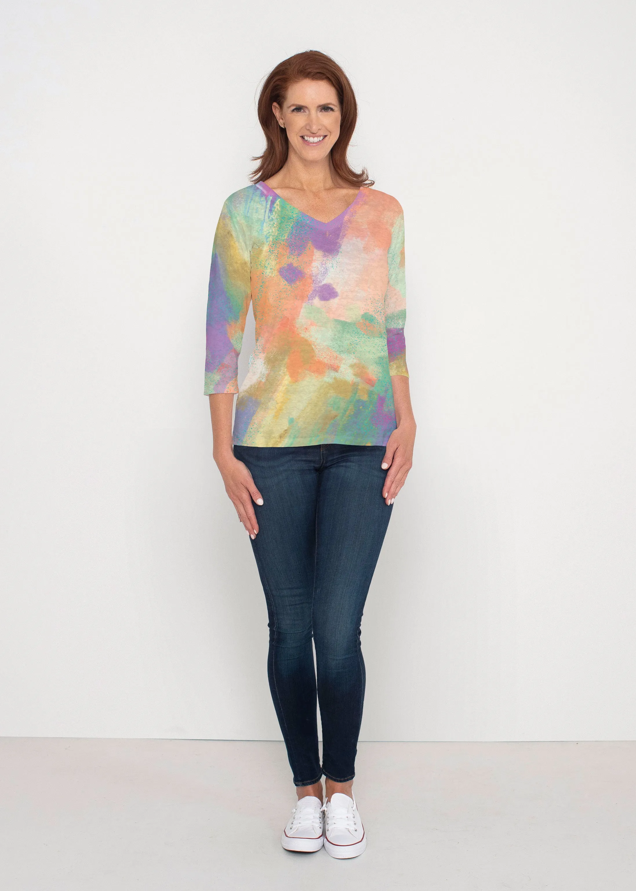 Chalk Of Dreams (17278) ~ Signature 3/4 Sleeve V-Neck Top
