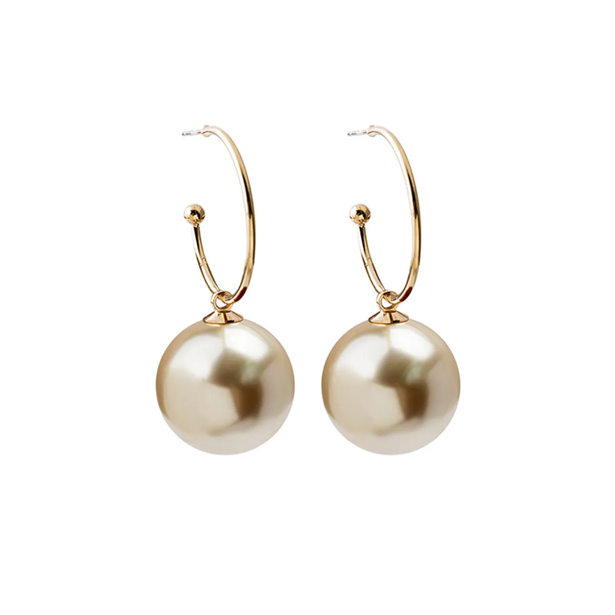 Champagne Pearl & 18K Gold-Plated Huggie Earrings