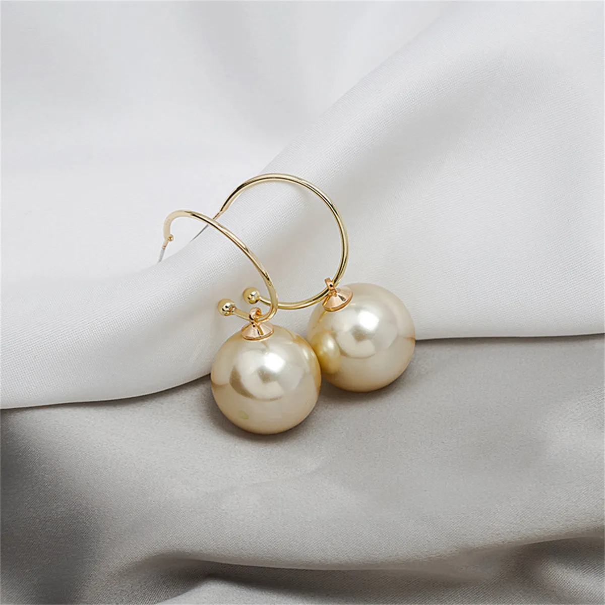 Champagne Pearl & 18K Gold-Plated Huggie Earrings