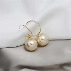 Champagne Pearl & 18K Gold-Plated Huggie Earrings