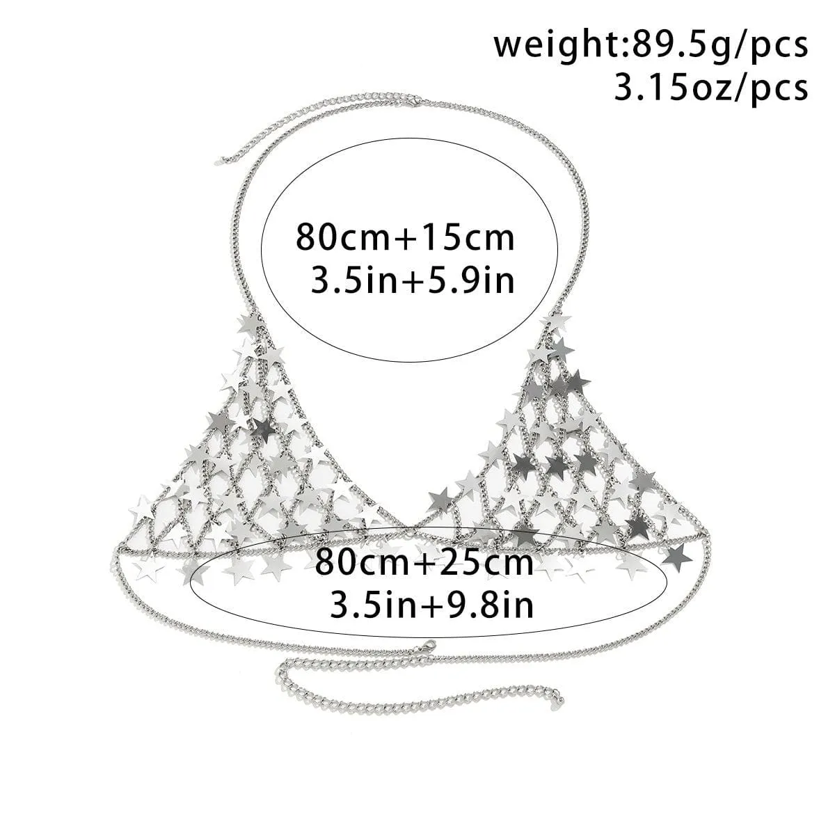 Chic Hollowed-Out Backless Star Sequins Chain Bra
