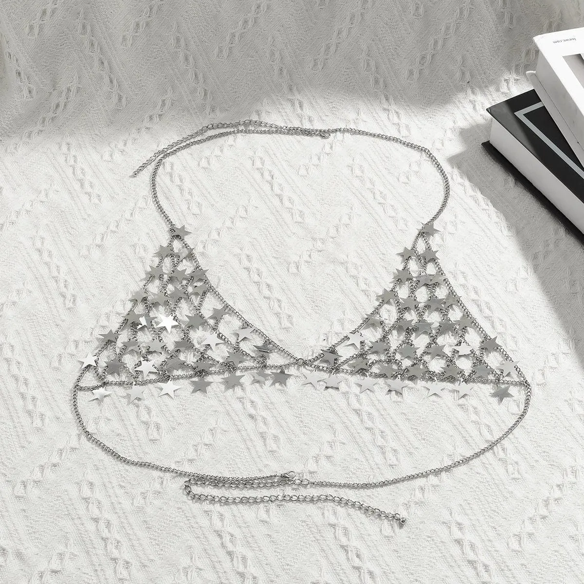 Chic Hollowed-Out Backless Star Sequins Chain Bra