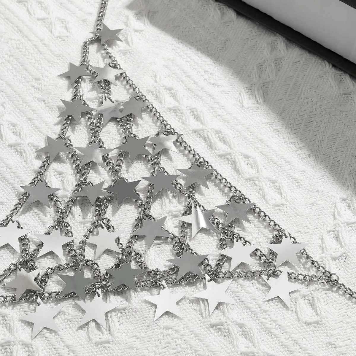Chic Hollowed-Out Backless Star Sequins Chain Bra