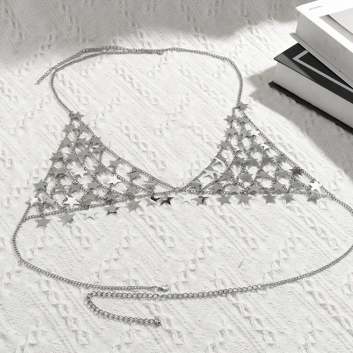 Chic Hollowed-Out Backless Star Sequins Chain Bra