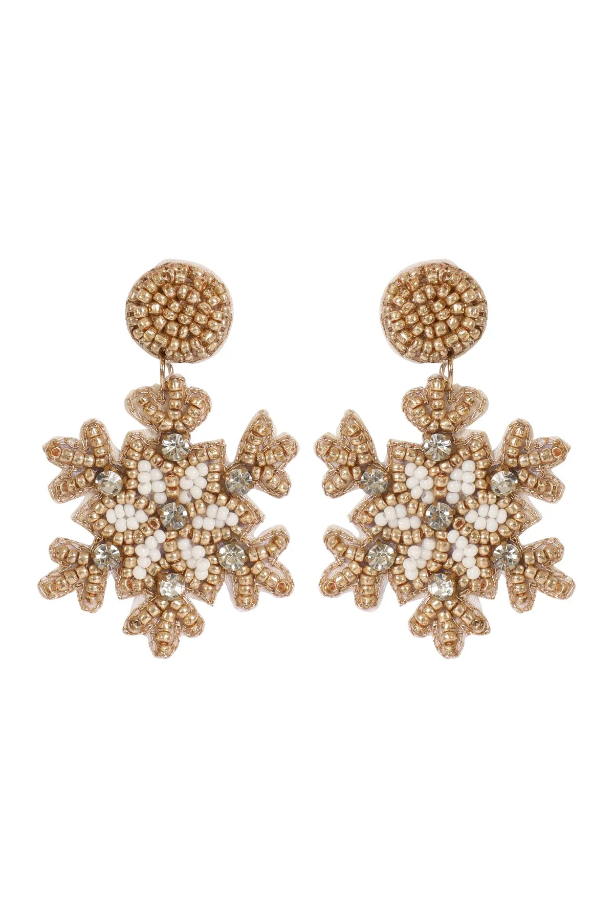 CHRISTMAS SNOWFLAKE SEED BEAD DROP EARRINGS