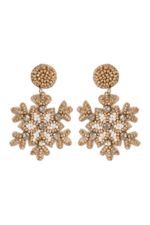 CHRISTMAS SNOWFLAKE SEED BEAD DROP EARRINGS