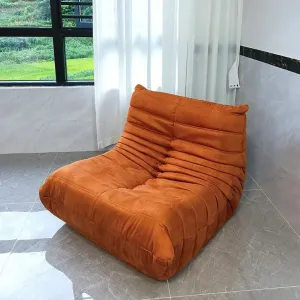 Classic Armless Lazy Lounge Chair - Suede Orange