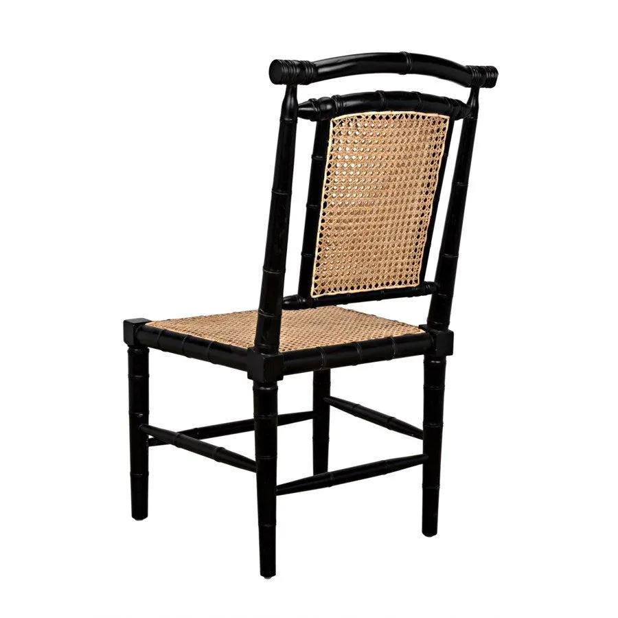Colonial Bamboo Side Chair, Hand Rubbed Black