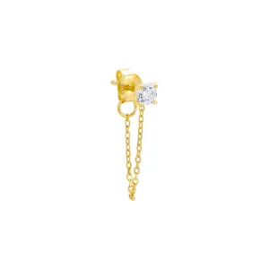 Colored Solitaire Front Back Chain Stud Earring