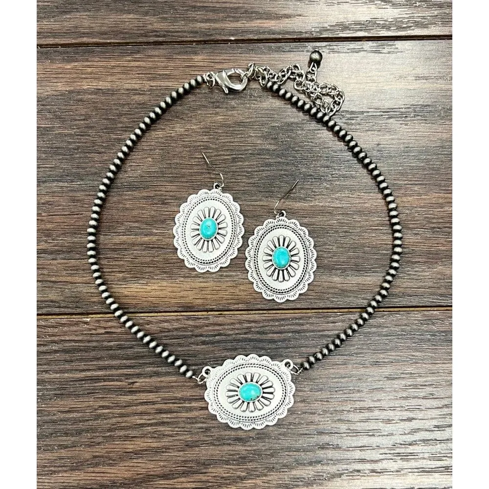 Concho Necklace Earrings Set