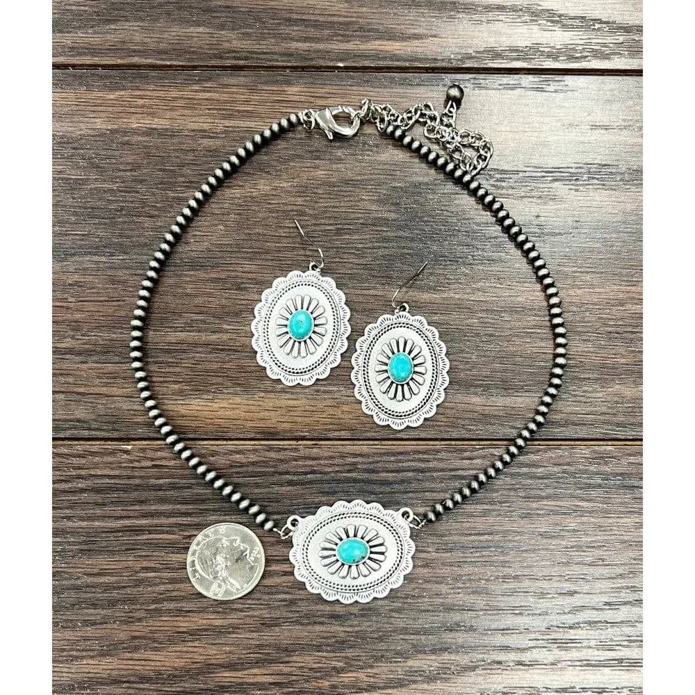 Concho Necklace Earrings Set